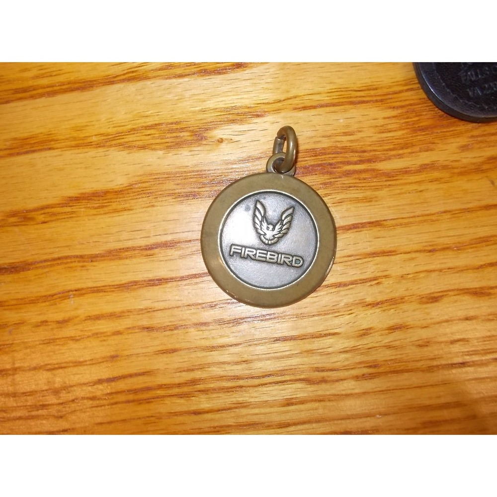 Vintage Pontiac Firebird Keychain Pendant Charm Brass Tone Silver Logo USA Made